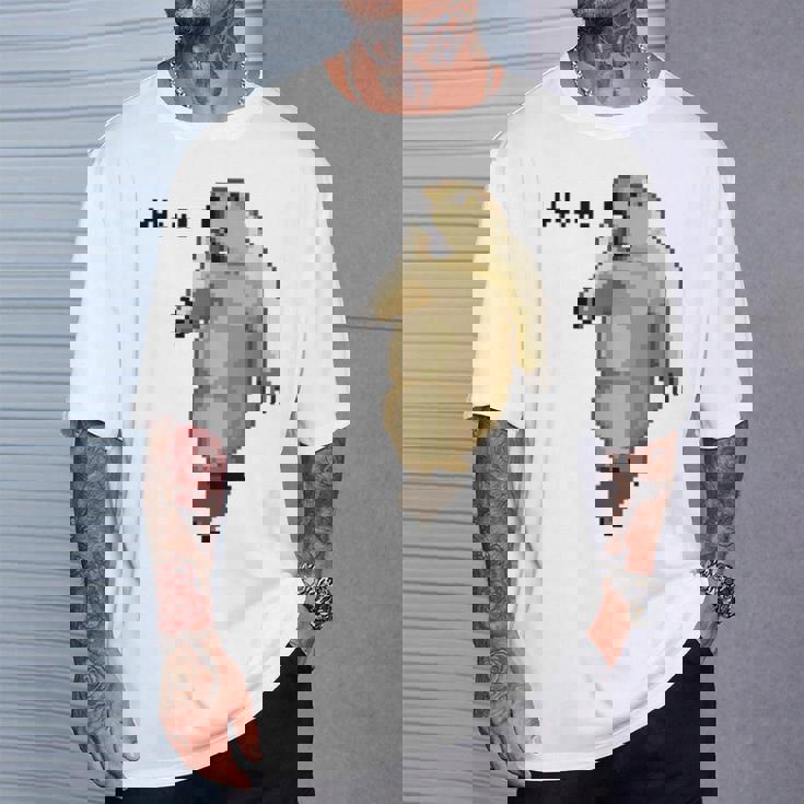 アニマルプリント 驚いたマーモット ドット絵 ピクセルアート 面白い 動物 ミーム Tシャツ 彼への贈り物