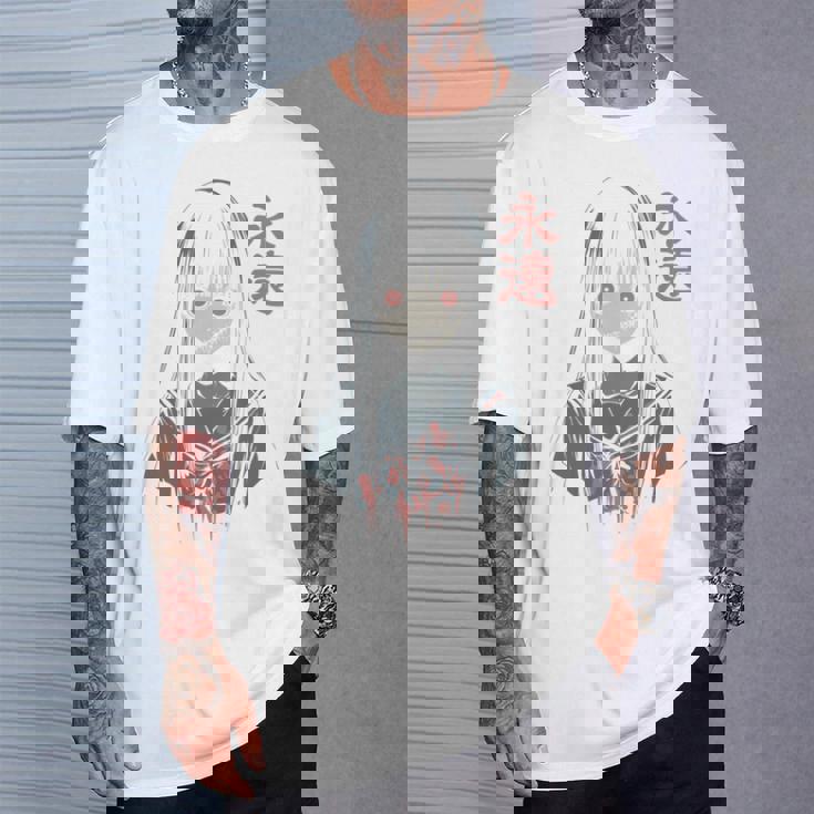 アニメ ホラーガール 美的 ソフト グランジ ワイフ 日本人 女の子 長袖tシャツ Tシャツ 彼への贈り物