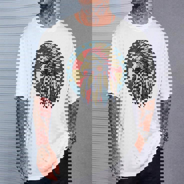 アメリカンイーグル チーフ インディアン ヘッドドレス ネイティブイーグル 長袖tシャツ Tシャツ 彼への贈り物