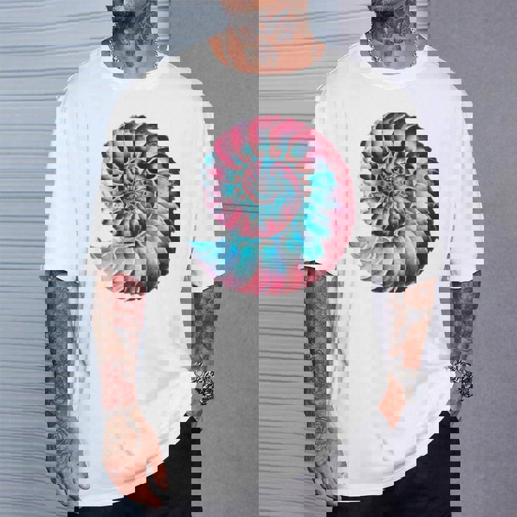 アンモナイトスパイラル貝殻 長袖tシャツ Tシャツ 彼への贈り物