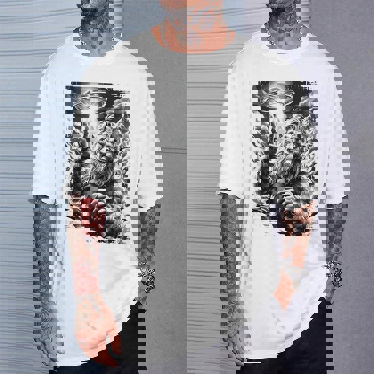 イエティ Ufo 平和 クリプティッド ユーモア マウンテン遭遇 長袖tシャツ Tシャツ 彼への贈り物