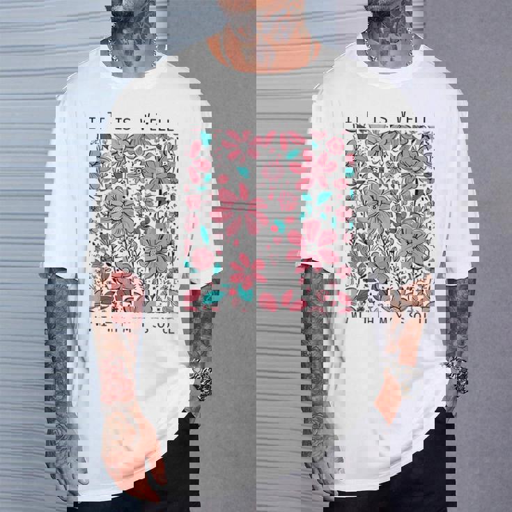 イット・イズ・ウェル・ウィズ・マイ・ソウル・フラワー Tシャツ 彼への贈り物