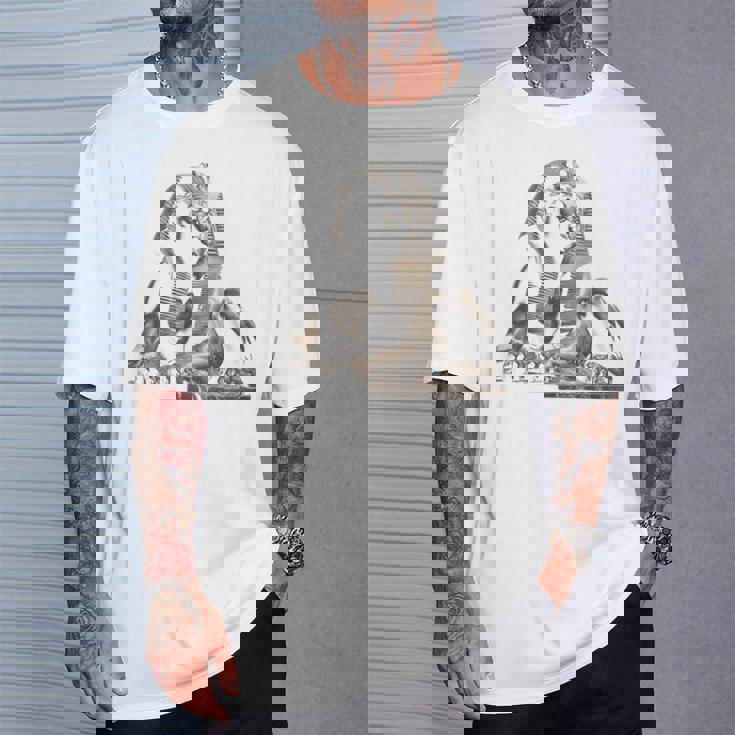 エジプト スフィンクス 神秘 ラムセス バックプリント Tシャツ 彼への贈り物