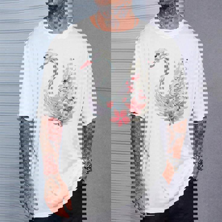 エレガントな白鳥の花 Tシャツ 彼への贈り物