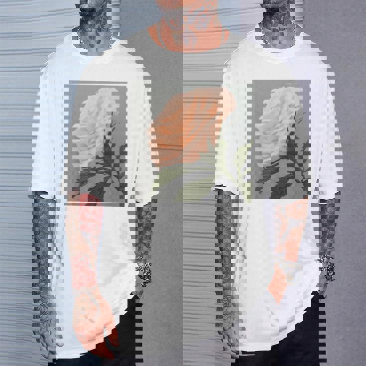 オリジナル現代アート「ピーチローズ」 Tシャツ 彼への贈り物