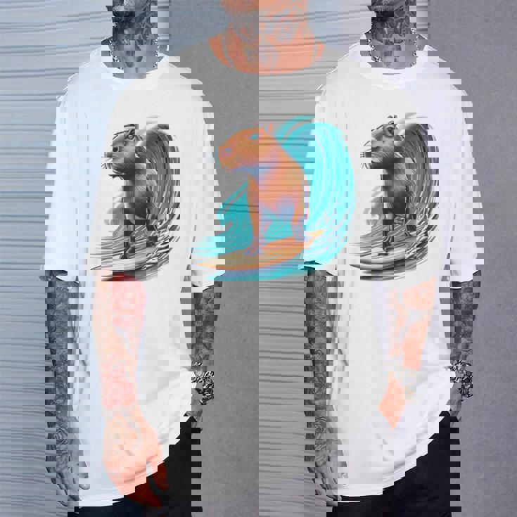 カッコイイ カピバラ サーファー サーフボード サーフィン メンズ レディース キッズ キャピー Tシャツ 彼への贈り物