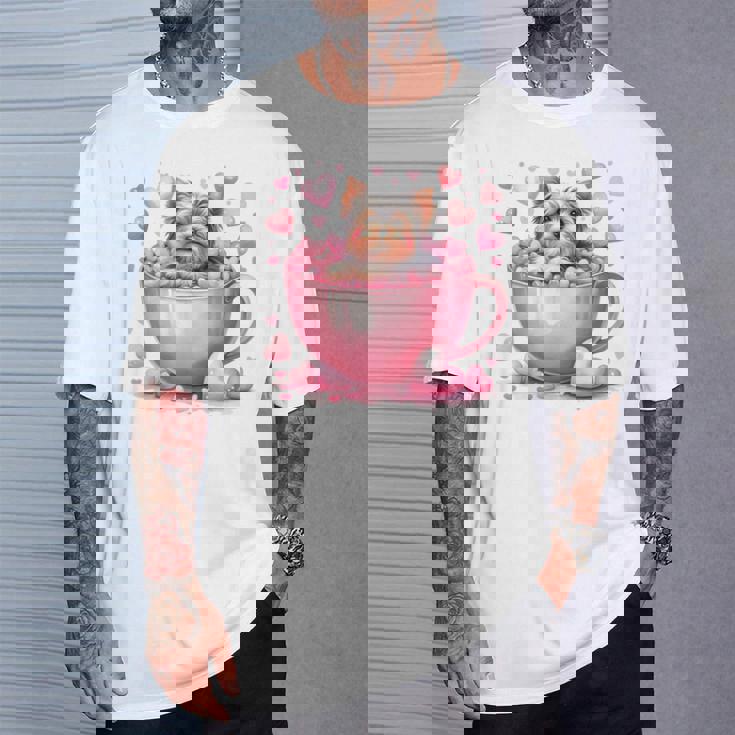 カップに入った子犬 長袖tシャツ Tシャツ 彼への贈り物