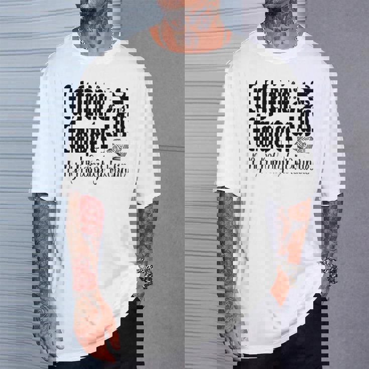 カフェイン猫・章 マイミッドナイトルーチン ナイトキャット フクロウ 長袖tシャツ Tシャツ 彼への贈り物