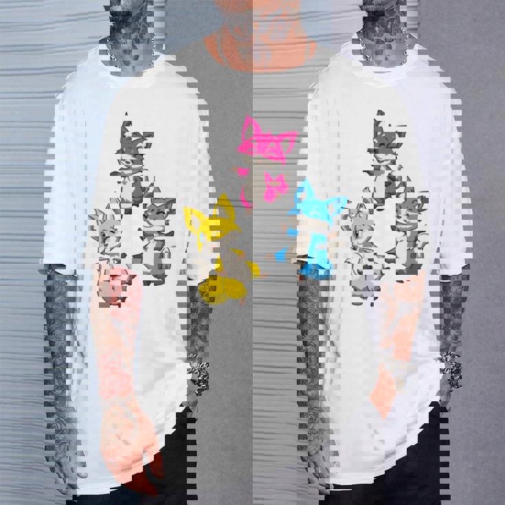 カワイイ・パンセクシュアル・プライド・フォックス 長袖tシャツ Tシャツ 彼への贈り物