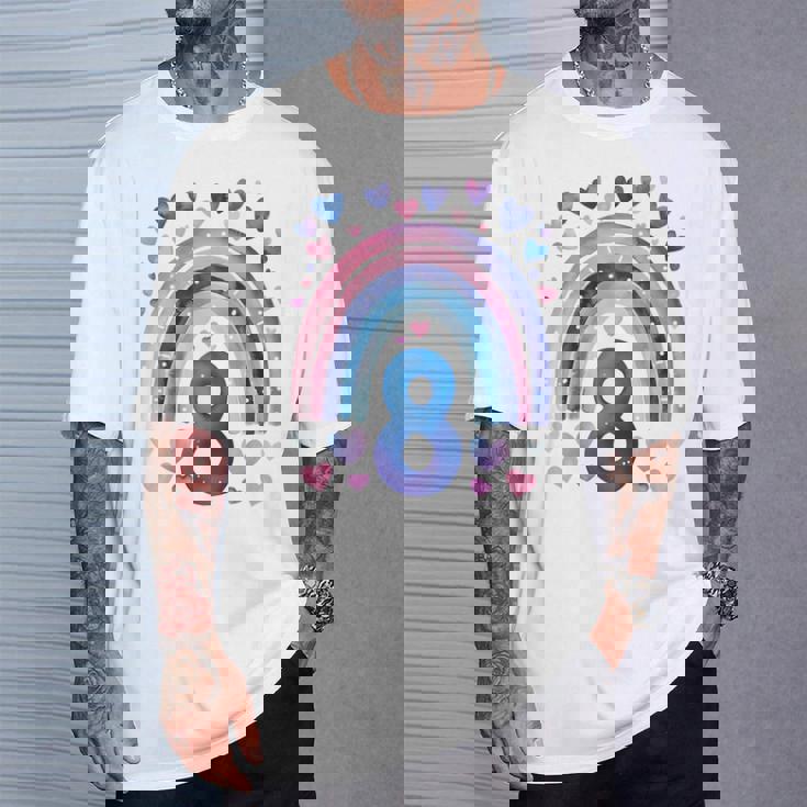 キッズ 誕生日 8 女の子 レインボー 水彩 8歳 Tシャツ 彼への贈り物