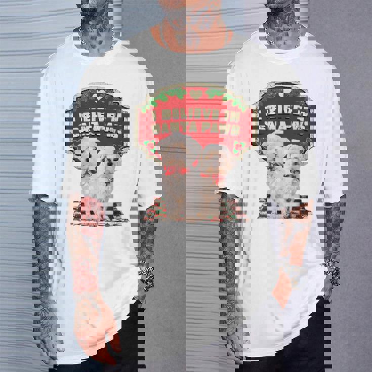 クリスマス デコレーション 犬 マルチーズ Tシャツ 彼への贈り物