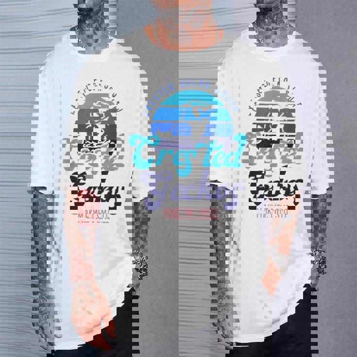 クレステッドゲッコーは私を笑顔にする エキゾチックなトカゲ Tシャツ 彼への贈り物