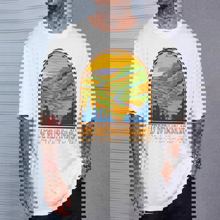 ケープブレトンハイランズ国立公園 カナダヴィンテージエンブレム 長袖tシャツ Tシャツ 彼への贈り物