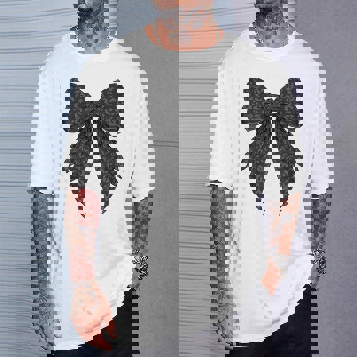 コケット リボン ブラック グレー チーター ヒョウ柄 女の子 ママ Tシャツ 彼への贈り物