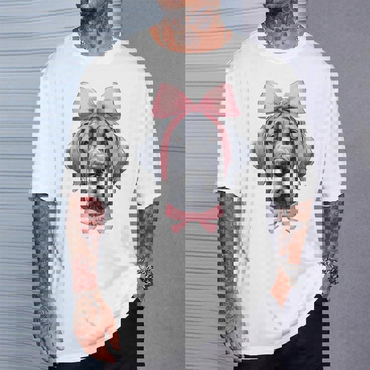 コケットボウ グレートデーン 犬 ママ ピンクリボン キュート 母の日 Tシャツ 彼への贈り物