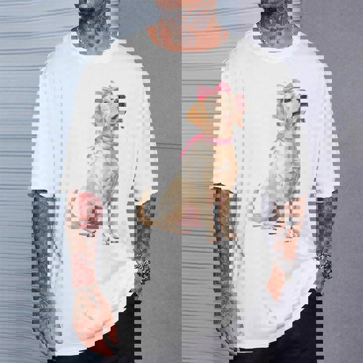 コケットボウ ラブラドールレトリバー 犬 ラボ ママ ピンクリボン 女の子 Tシャツ 彼への贈り物