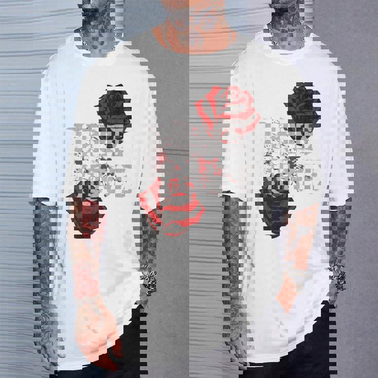 ゴシック ローズ パンク ラブ バレンタイン 学生 ロックミュージック ギグ 長袖tシャツ Tシャツ 彼への贈り物