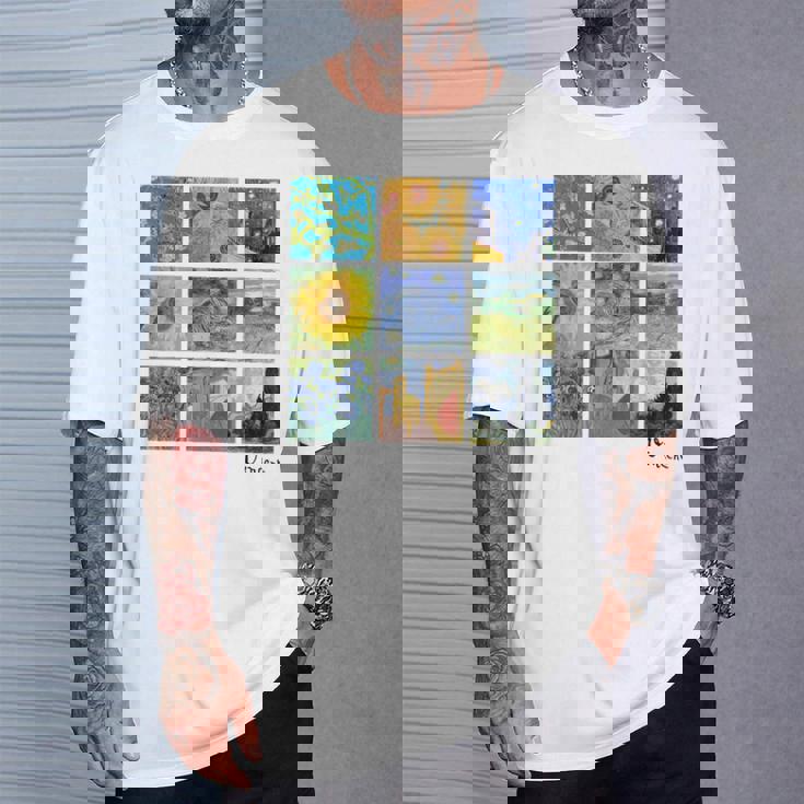 ゴッホの絵画、ひまわり、星月夜 Tシャツ 彼への贈り物