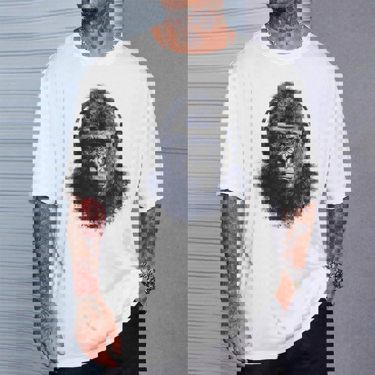 ゴリラ 描画 動物 イラスト 抽象画 アート ゴリラ Tシャツ 彼への贈り物