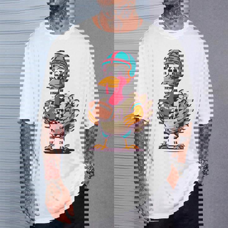 サンクスギビング かわいい七面鳥 アメリカンフットボール ボーイズ キッズ Tシャツ 彼への贈り物