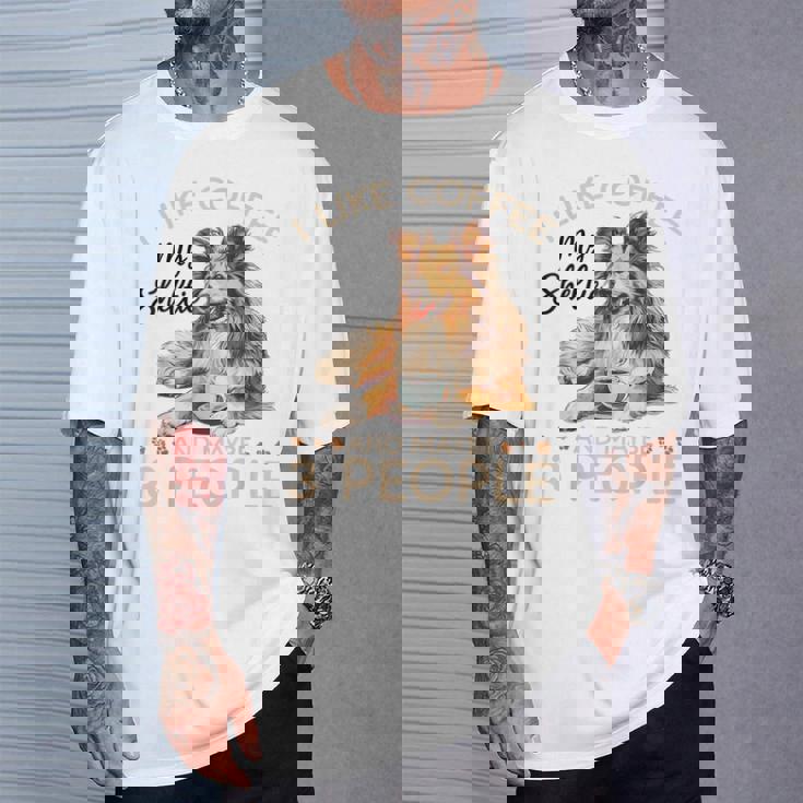 シェットランド・シープドッグ犬用シェルティ I Like Coffee Myheltie Tシャツ 彼への贈り物