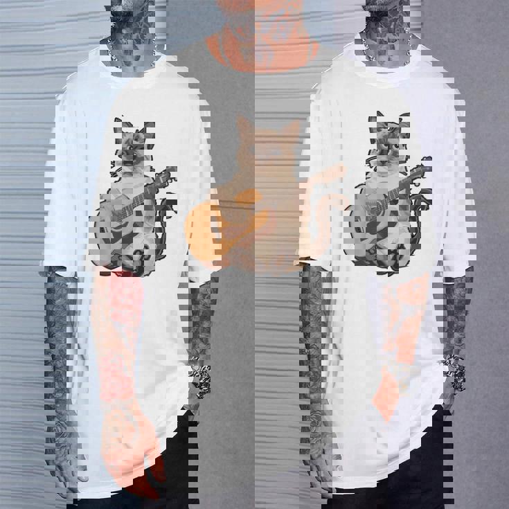 シャム猫ギタリスト ミーザー ギター奏者 Tシャツ 彼への贈り物