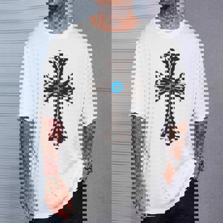 シルバークロス ブルーダイヤ 長袖tシャツ Tシャツ 彼への贈り物