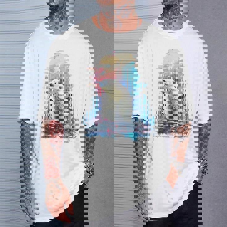 シロクマ 動物 カラフル 動物園 アート 描画 シロクマ Tシャツ 彼への贈り物