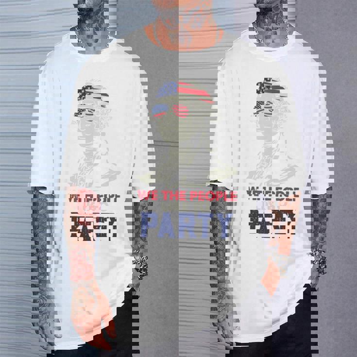 ジョージ・ワシントン ファンスターズ ストリップ アメリカ国旗 7月4日 ペイトリオット 長袖tシャツ Tシャツ 彼への贈り物