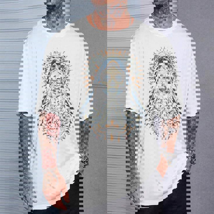 スカル サンタ ムエルテ クリスチャン 長袖tシャツ Tシャツ 彼への贈り物