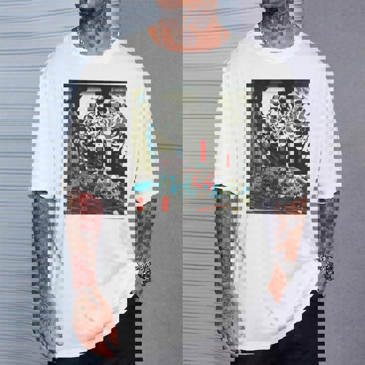 スケルトン 妖怪 歌川 国芳 日本美術 ハロウィン 相馬の古内裏 善知安方忠義伝 バックプリント Tシャツ 彼への贈り物