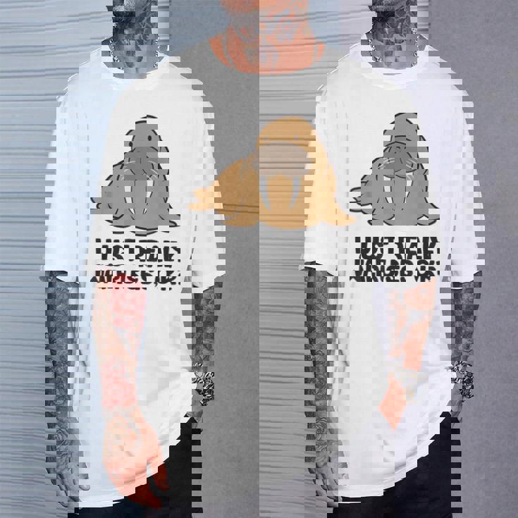 セイウチが本当に好きだよ、いいね？面白いセイウチ Tシャツ 彼への贈り物