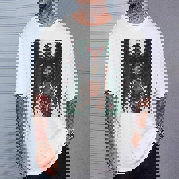 セクシーガールグラフィックtシャツ セクシーな悪魔の女の子のピンナップバックプリント Tシャツ 彼への贈り物