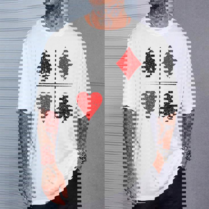 ダイヤモンド スペード ハーツ クラブ トランプスーツ ポーカー Tシャツ 彼への贈り物