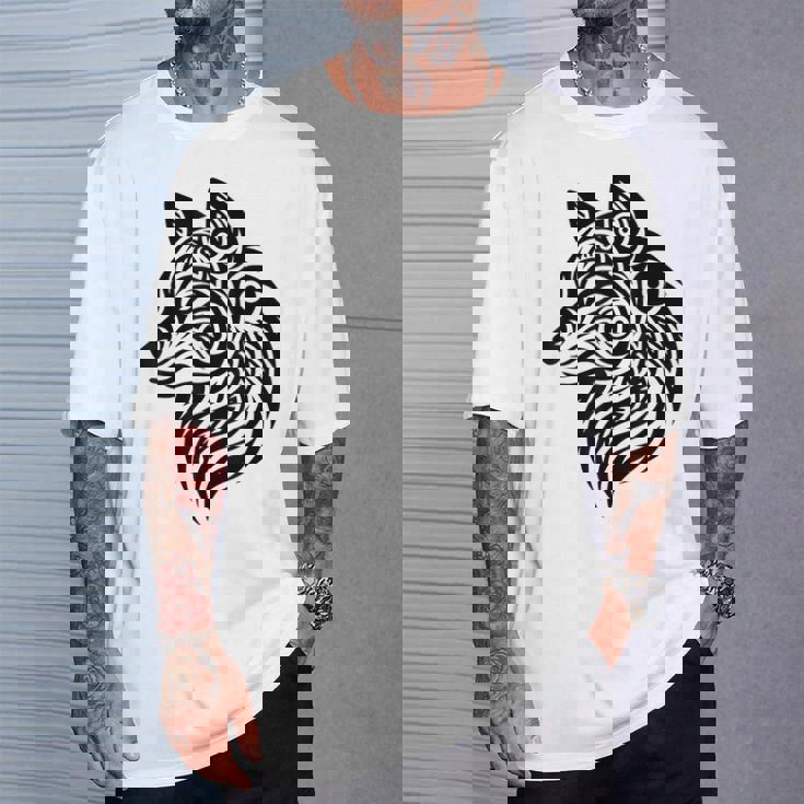 トライバルウルフ ポリネシア部族 マオリ柄 オオカミ Tシャツ 彼への贈り物