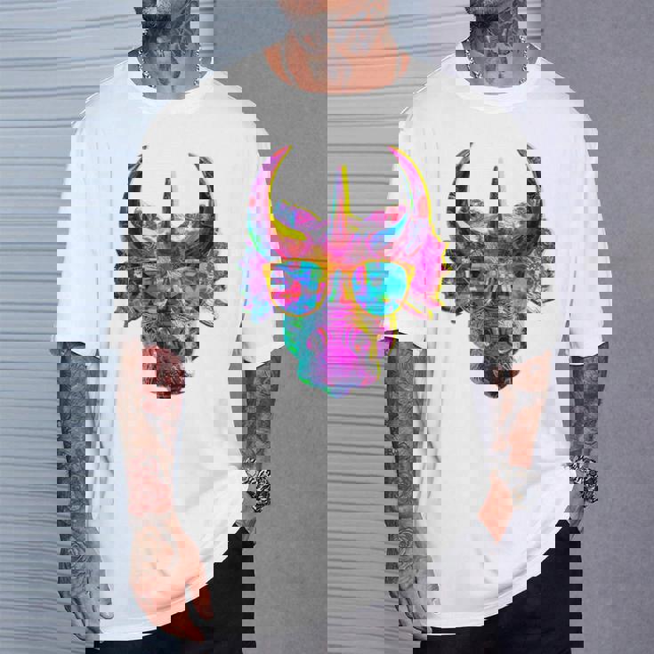 トリケラトプス 恐竜 グラフィック サングラス アートワーク トリケラトプス Tシャツ 彼への贈り物