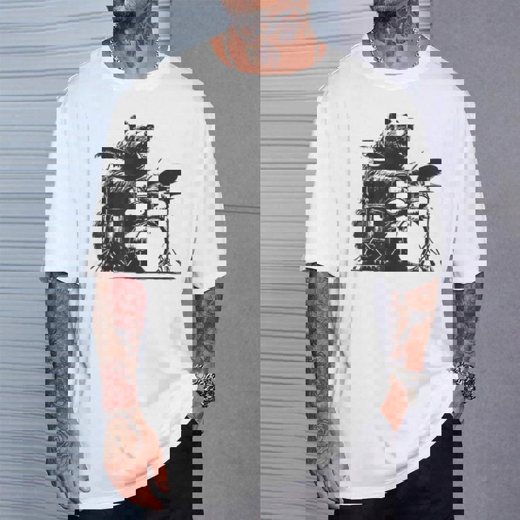 ドラマー ドラムキット クマの演奏 ドラムキット ミュージシャン Tシャツ 彼への贈り物