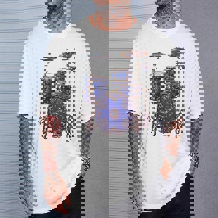 ドラム ドラマー ドラミング ドラム 長袖tシャツ Tシャツ 彼への贈り物