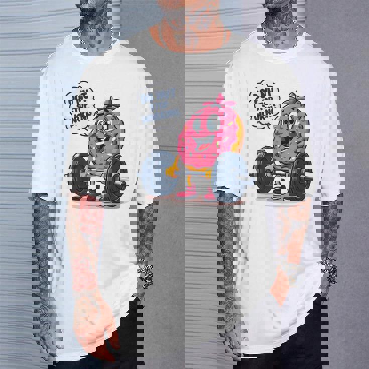 ドーナツストップワーキング ドーナツ ジム ワークアウト ウェイトリフティング 面白い Tシャツ 彼への贈り物