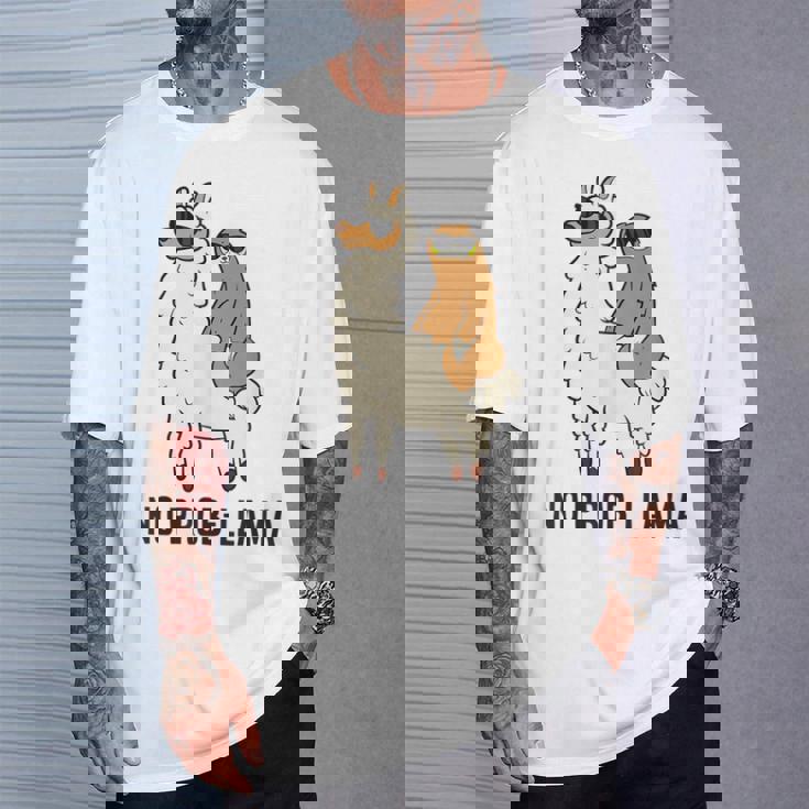 ナマケモノ乗り ラマ ノープルーラマ ラマ Tシャツ 彼への贈り物