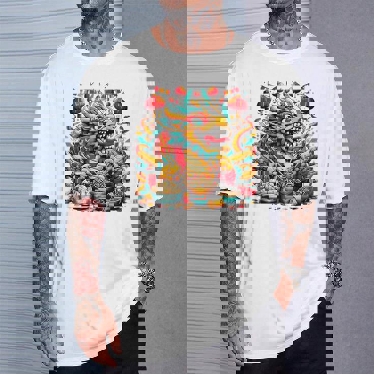 ニューイヤードラゴン ジョイフルドラゴン 旧正月のお祭り Tシャツ 彼への贈り物