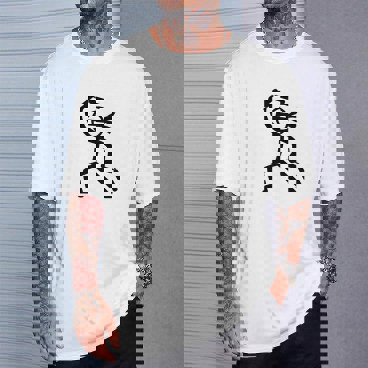 ヌンチャク棒人間クリップアートグラフィック 長袖tシャツ Tシャツ 彼への贈り物