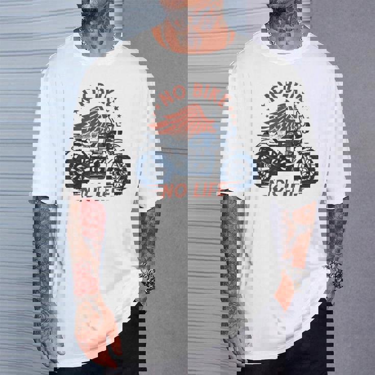 バイク 面白tシャツ No Bike No Life メンズ オートバイ モーターサイクル おもしろ ツーリング 服 Tシャツ 彼への贈り物