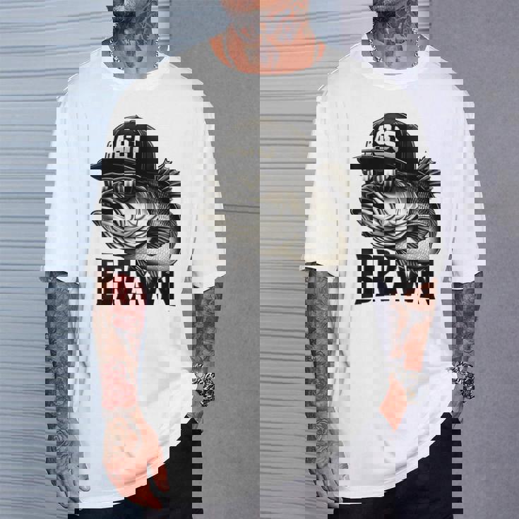 バス釣り クールなグラフィックデザイン 男性 漁師 Tシャツ 彼への贈り物