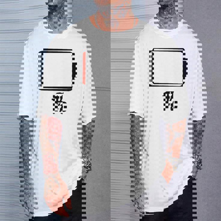 バッテリー1 1残り バッテリー切れtシャツバッテリー低 Tシャツ 彼への贈り物