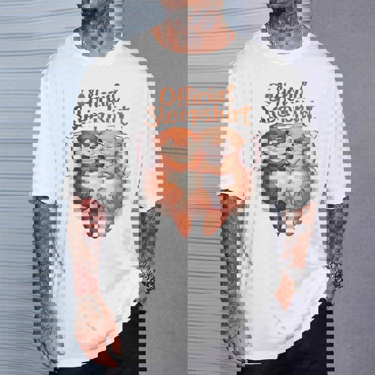 パジャマ バレンタイン カワウソ ラブ Tシャツ 彼への贈り物