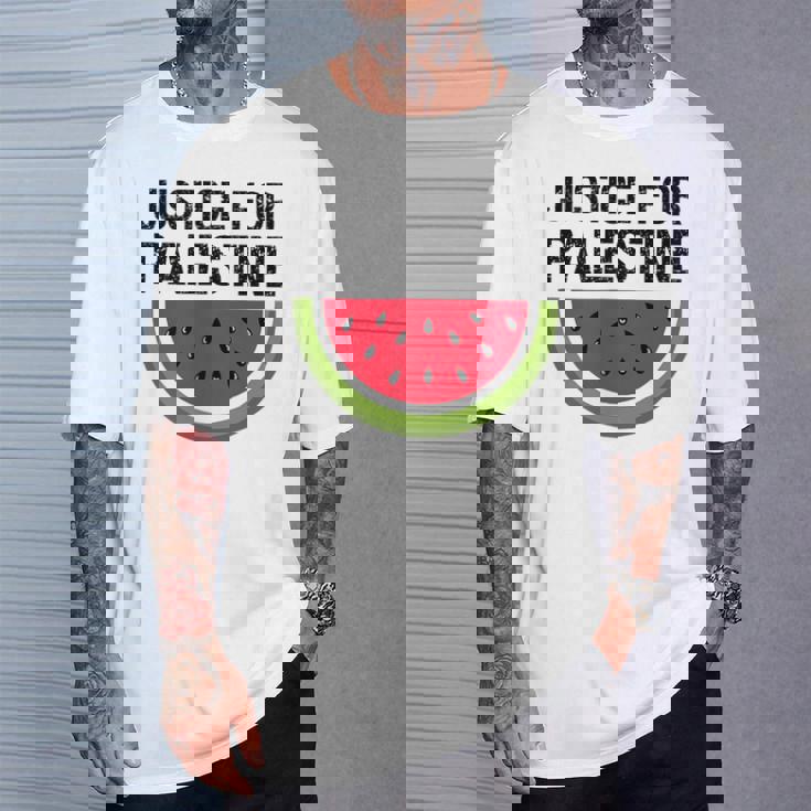 パレスチナの正義 スイカ 国旗 パレスチナ人 Tシャツ 彼への贈り物