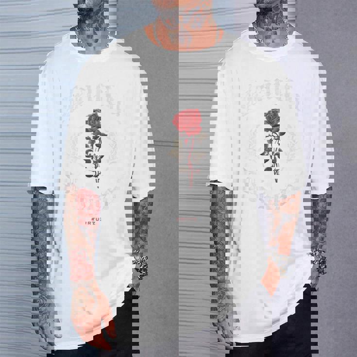 ヒップホップ アーバン ヴィンテージ ヒップスター Y2k バックプリント ストリートウェア ローズ Tシャツ 彼への贈り物