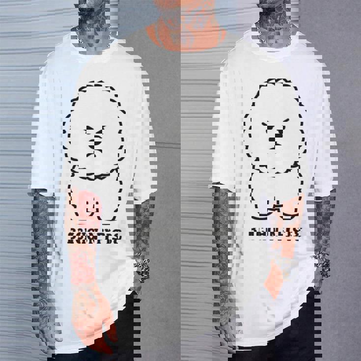 ビションフリーゼ 犬 怒る かわいい おもしろ イラスト シンプル 簡単 Bichon Frise 長袖tシャツ Tシャツ 彼への贈り物