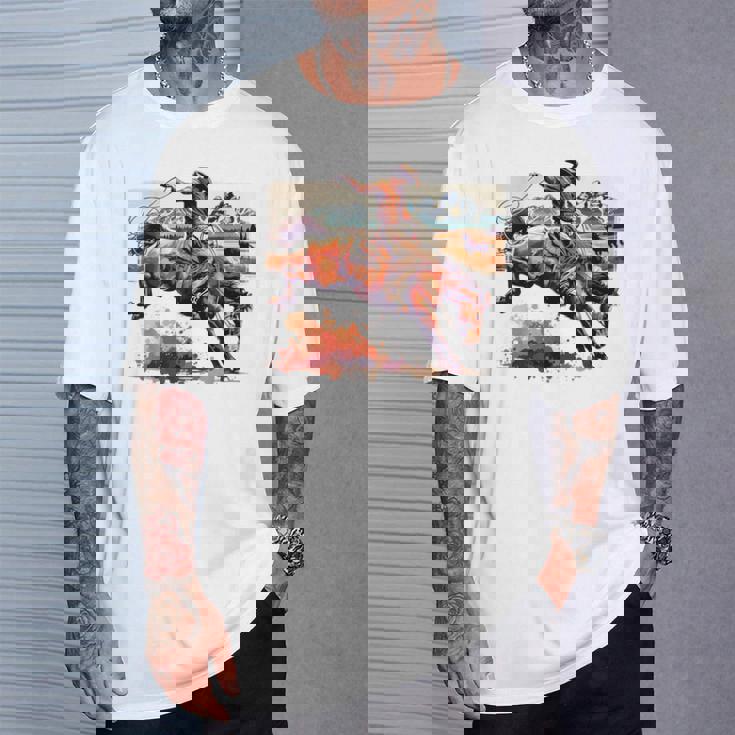 ビンテージ カウボーイ ロデオ ブロンコ ウエスタン 乗馬 カントリー メンズ Tシャツ 彼への贈り物